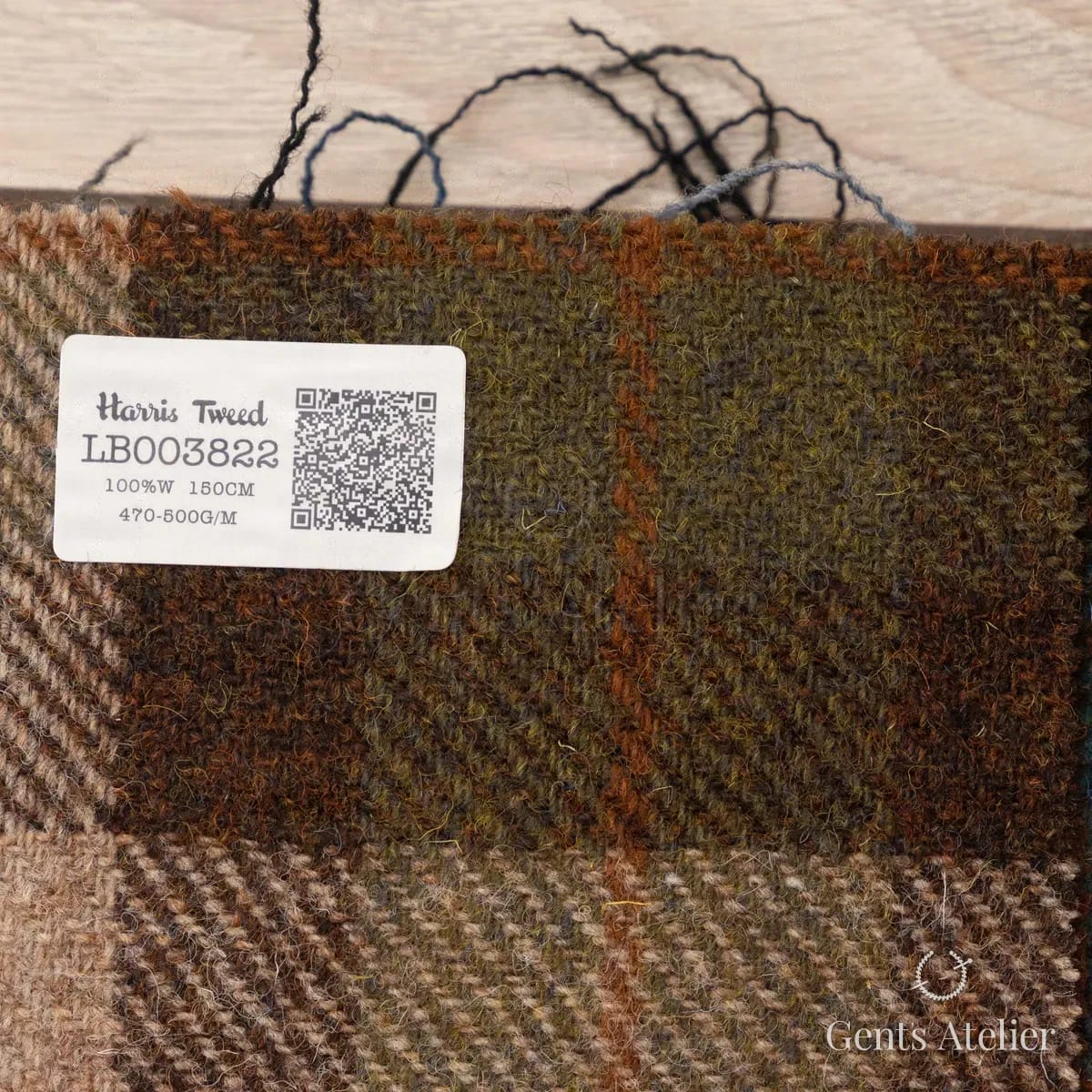 Образец ткани Harris Tweed LB003822 с этикеткой, коричневый
