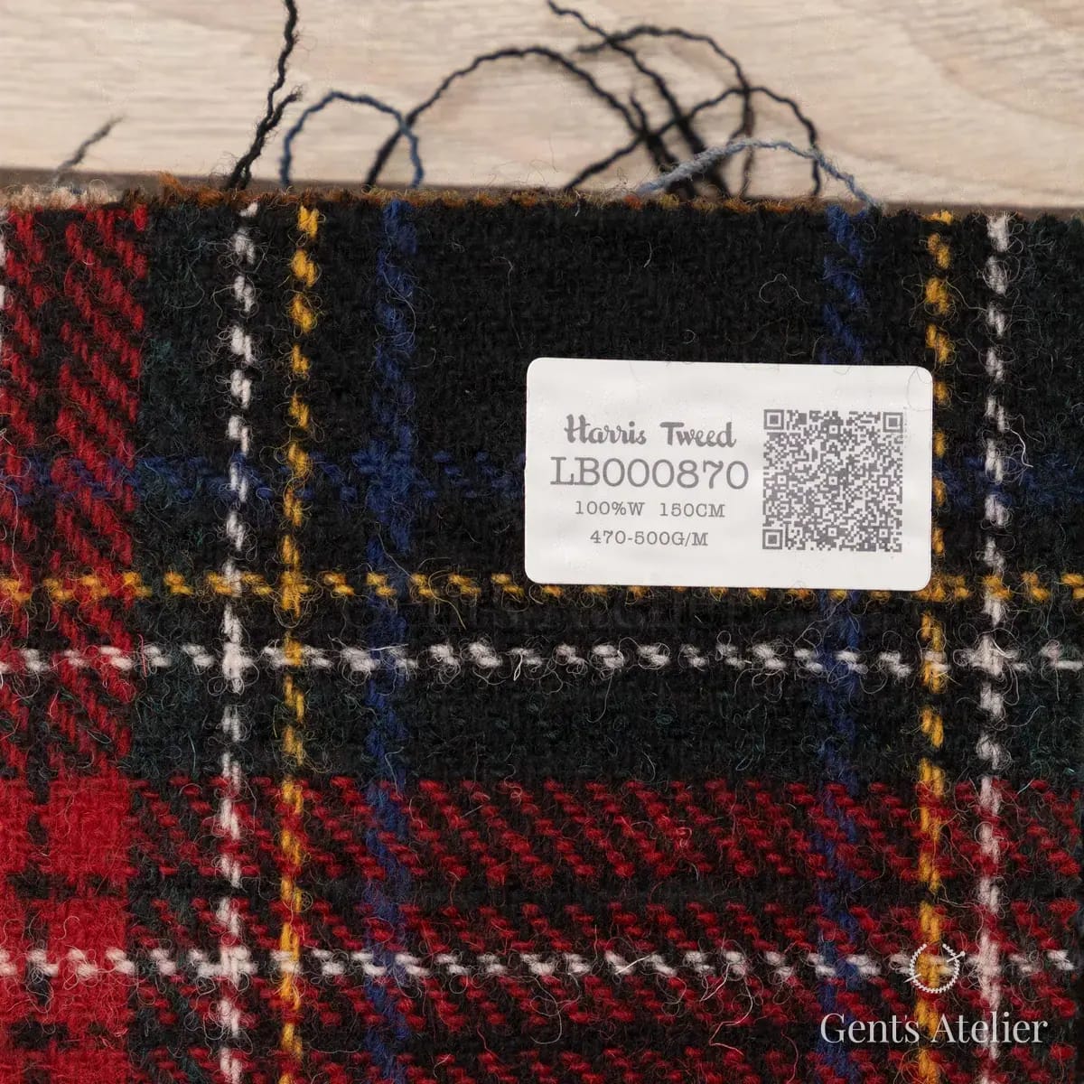 Образец ткани Harris Tweed LB000870 с этикеткой, чёрный