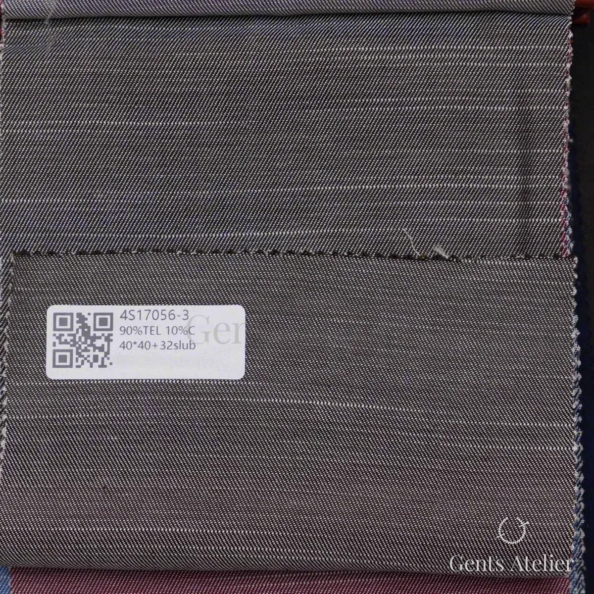 Образец ткани James Fabric 4S17056-3 с этикеткой, тёмно-серый с бордовым отливом