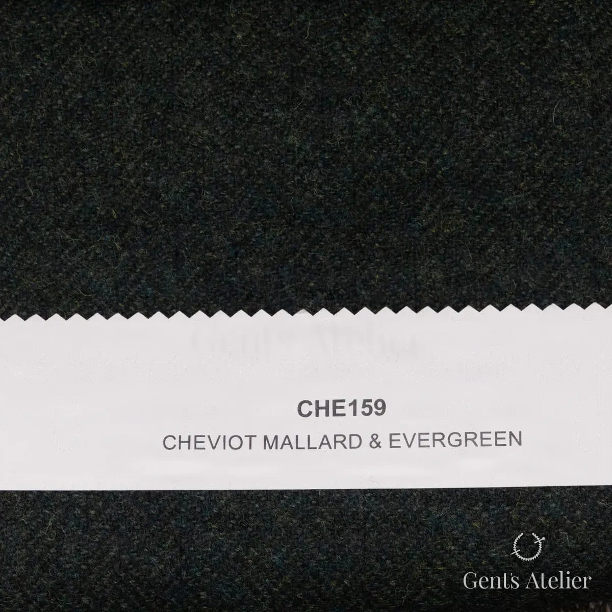 Образец ткани Marton Mills CHE159 с этикеткой, тёмно-зелёный