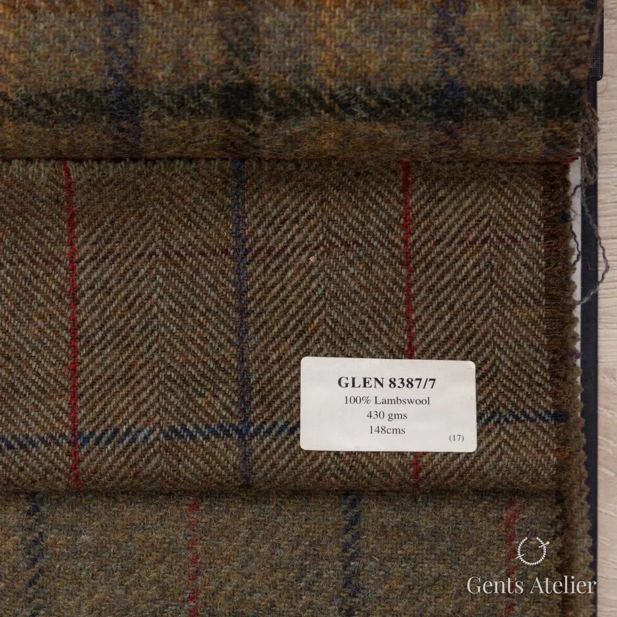 Образец ткани Abraham Moon & Sons GLEN 8387/7 с этикеткой, коричневый