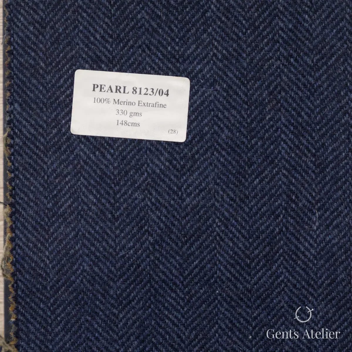 Образец ткани Abraham Moon & Sons PEARL 8123/04 с этикеткой, тёмно-синий