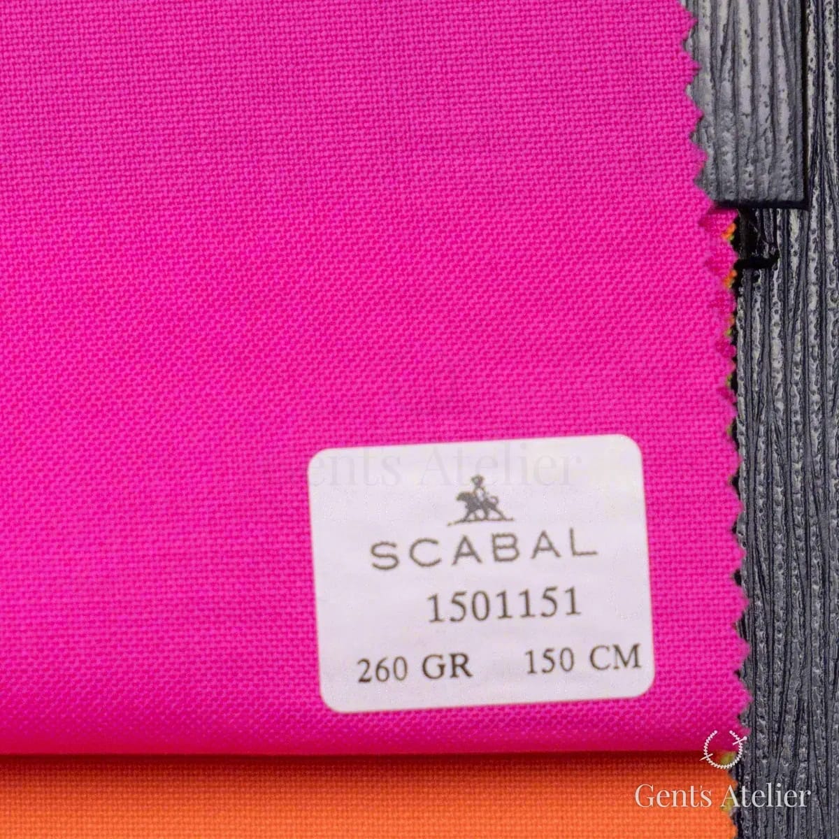 Образец ткани Scabal 1501151 с этикеткой, ярко-маджентовый розовый (неоновый фуксия)
