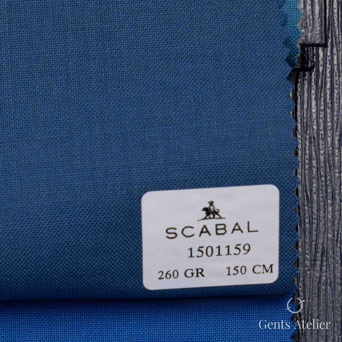 Образец ткани Scabal 1501159 с этикеткой, тёмно-синий (индиго)