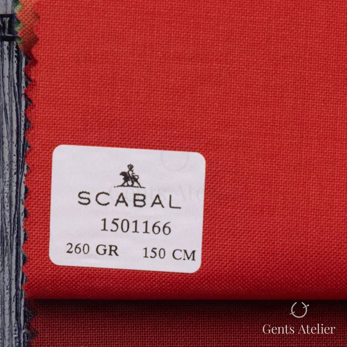 Образец ткани Scabal 1501166 с этикеткой, красный