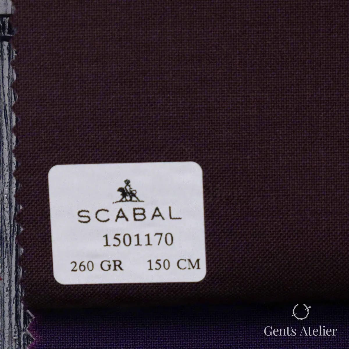 Образец ткани Scabal 1501170 с этикеткой, тёмно-фиолетовый (почти чёрный)