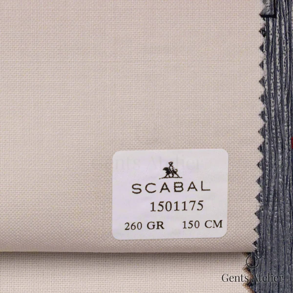 Образец ткани Scabal 1501175 с этикеткой, молочно-белый / айвори