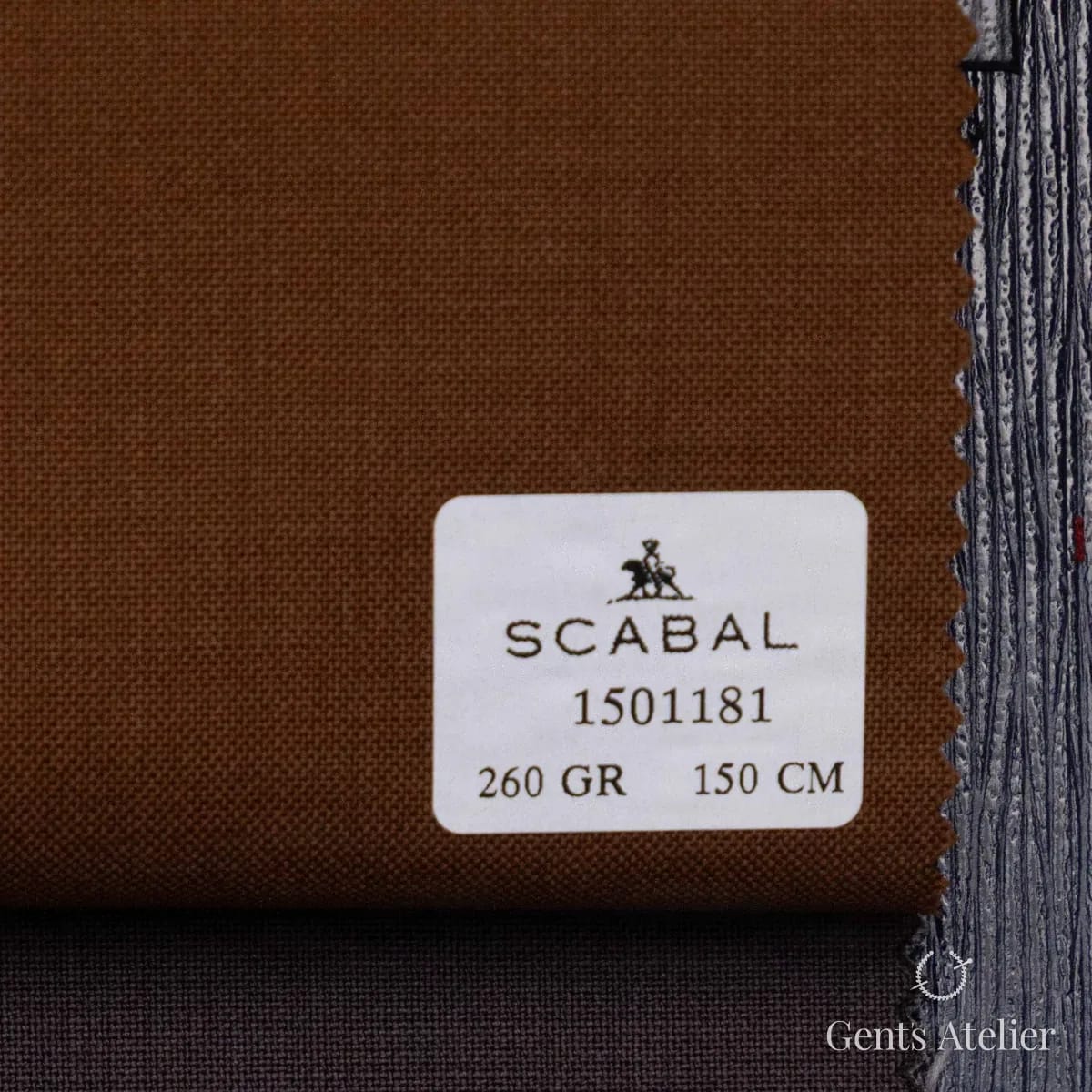 Образец ткани Scabal 1501181 с этикеткой, тёмно-шоколадный коричневый, почти чёрный