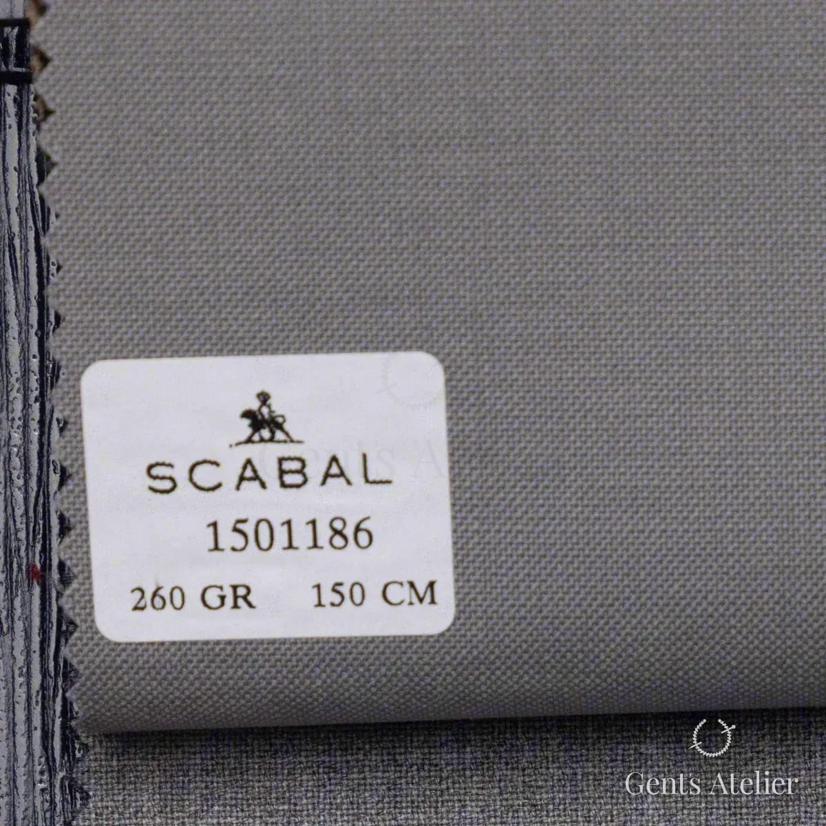 Образец ткани Scabal 1501186 с этикеткой, тёмно-синий меланж