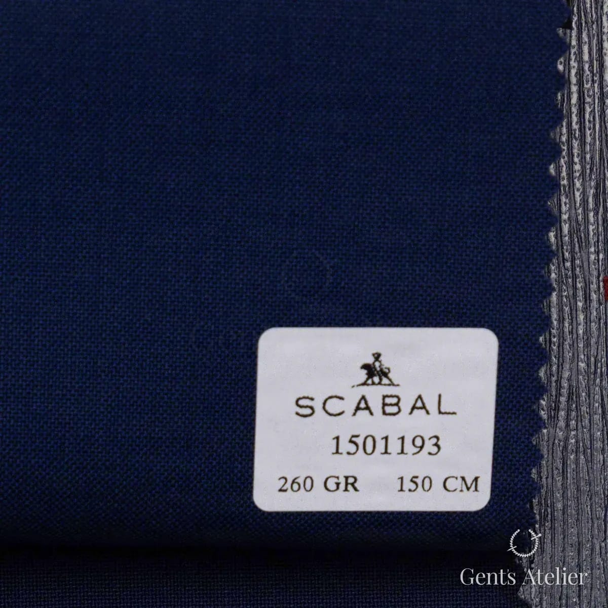 Образец ткани Scabal 1501193 с этикеткой, тёмно-синий, глубокий приглушённый
