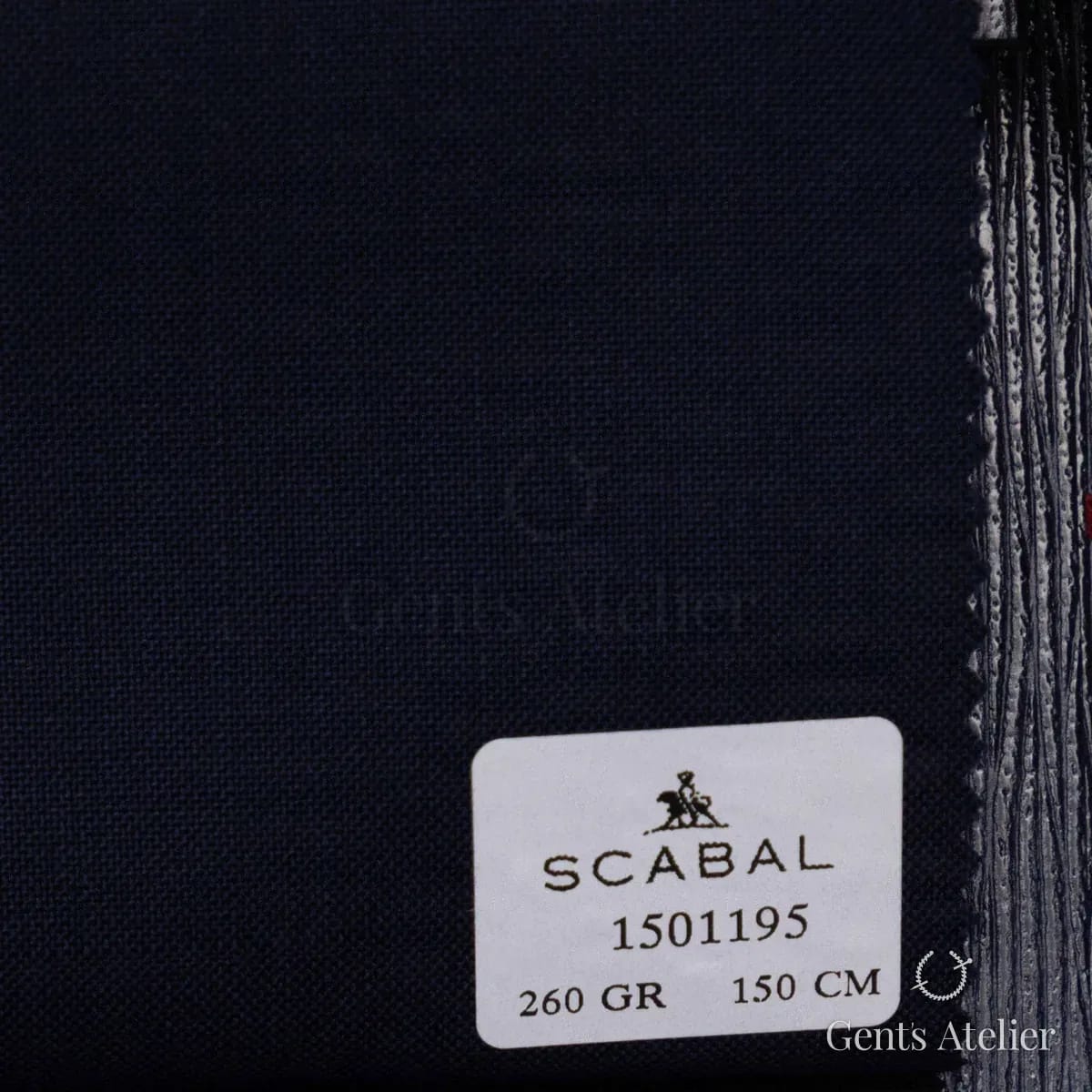 Образец ткани Scabal 1501195 с этикеткой, тёмно-синий (нэйви)
