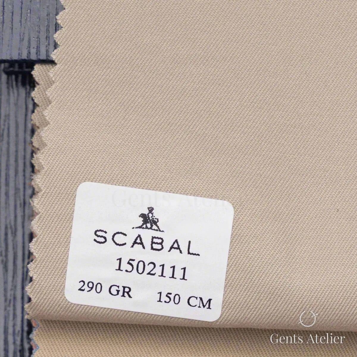 Образец ткани Scabal 1502111 с этикеткой, кремовый бежевый (слоновая кость)