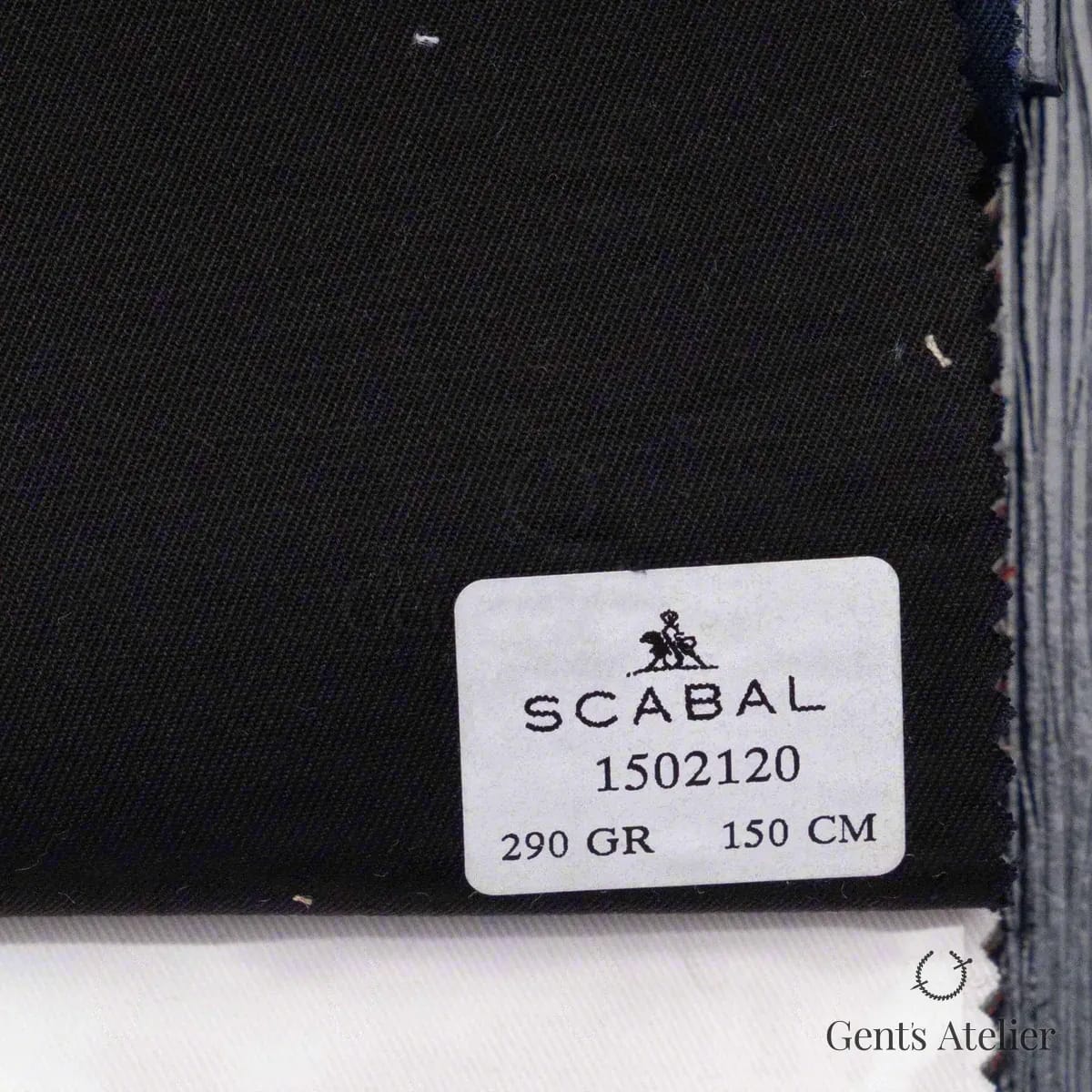Образец ткани Scabal 1502120 с этикеткой, чёрный