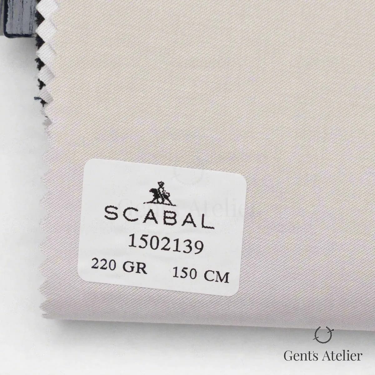 Образец ткани Scabal 1502139 с этикеткой, бежевый (светлый кэмел)