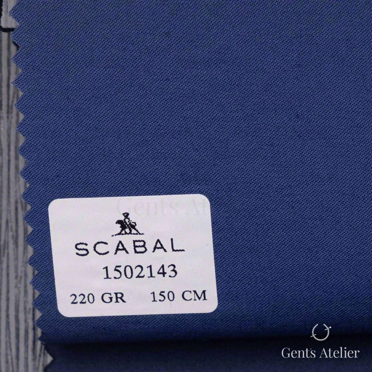 Образец ткани Scabal 1502143 с этикеткой, синий (кобальт/васильковый)