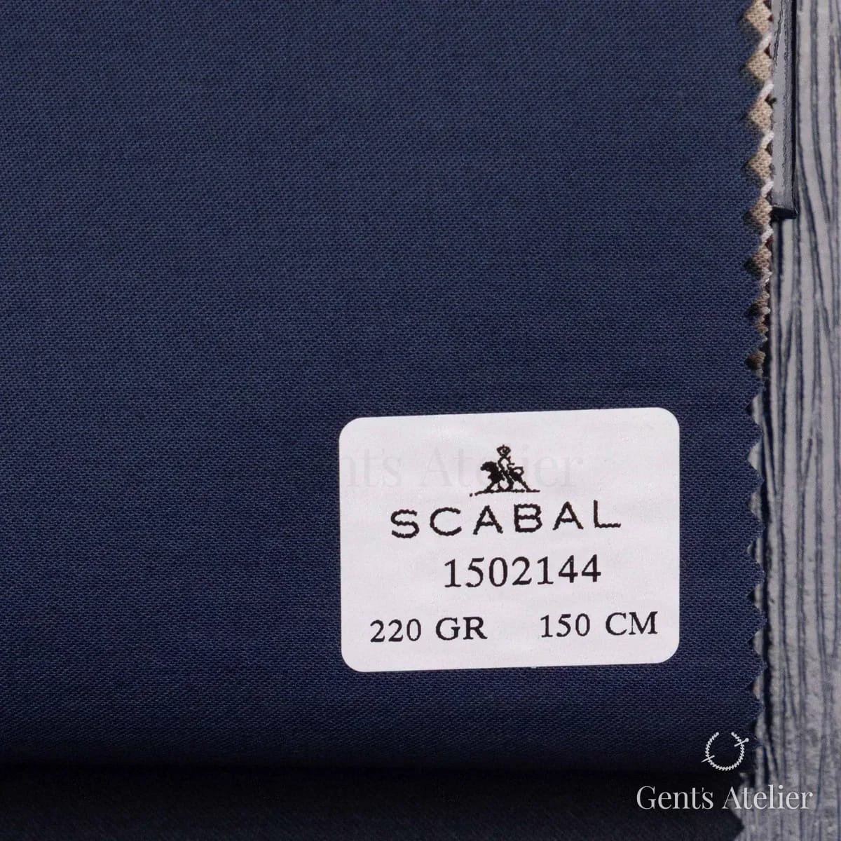 Образец ткани Scabal 1502144 с этикеткой, тёмно-синий (нэйви)