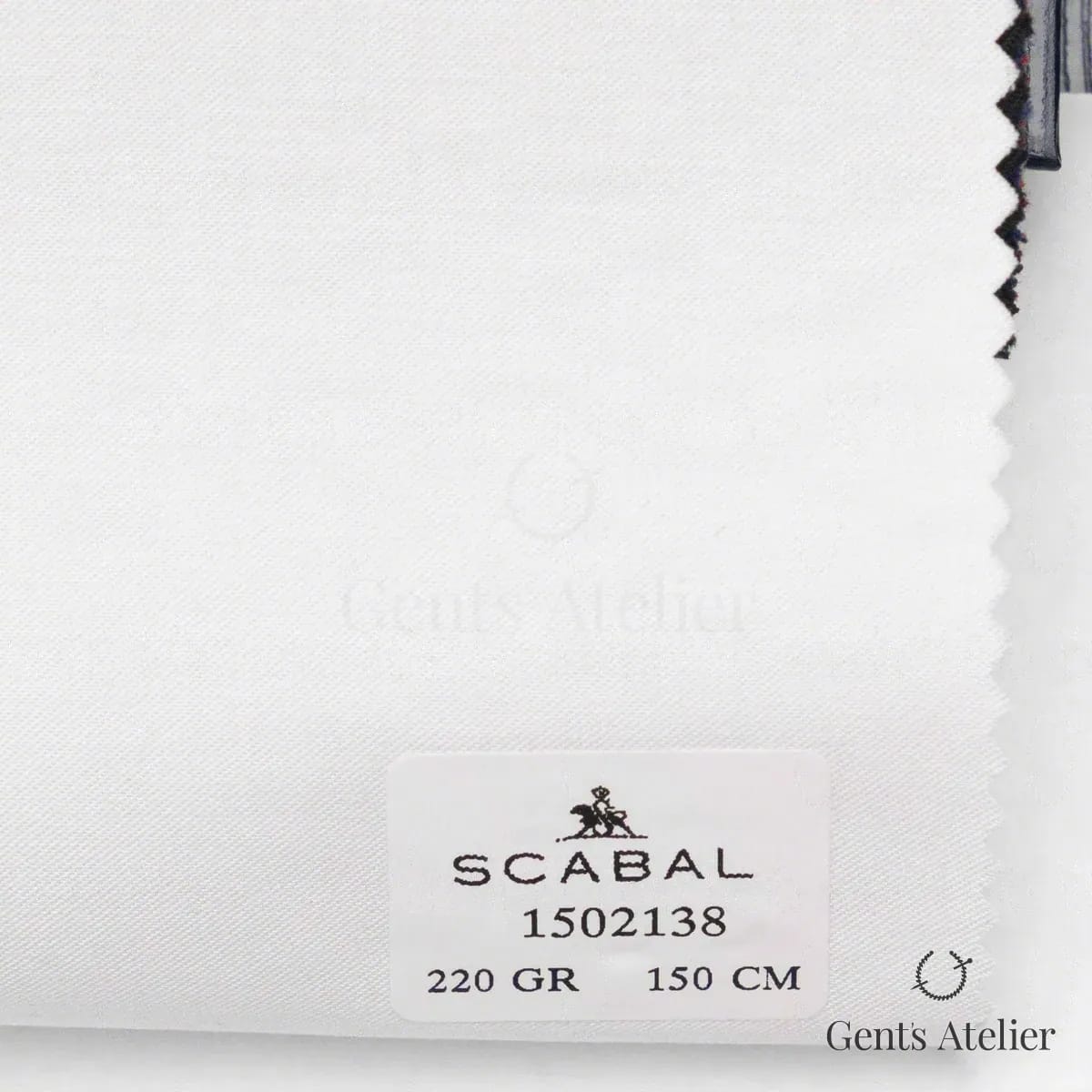 Образец ткани Scabal 1502138 с этикеткой, белый (слоновая кость)