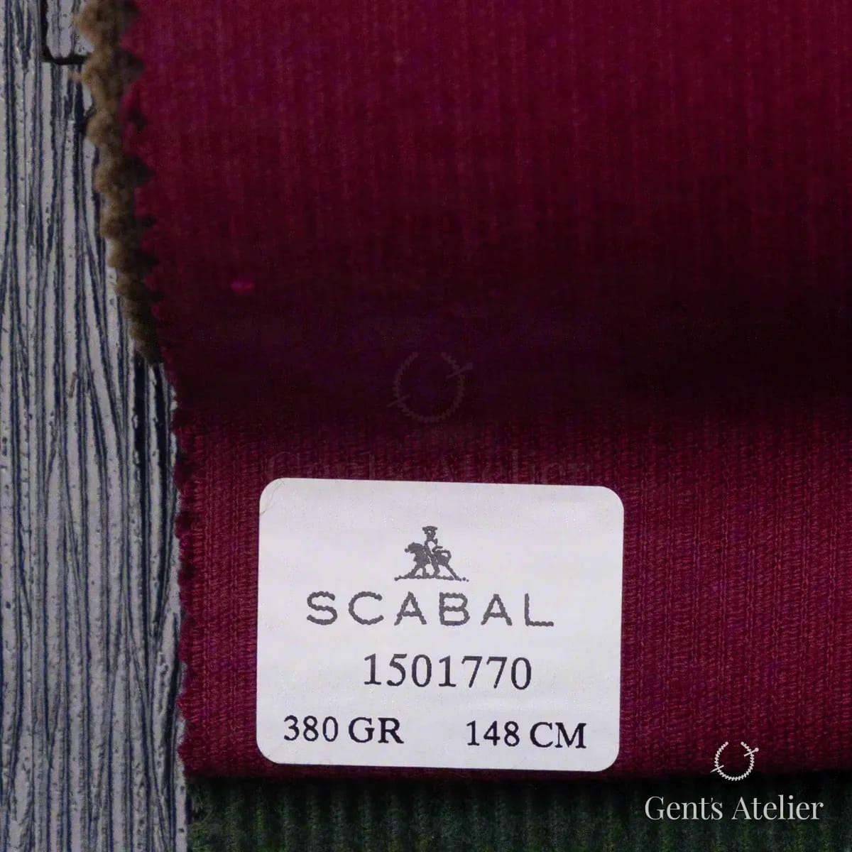 Образец ткани Scabal 1501770 с этикеткой, бордовый (винный)
