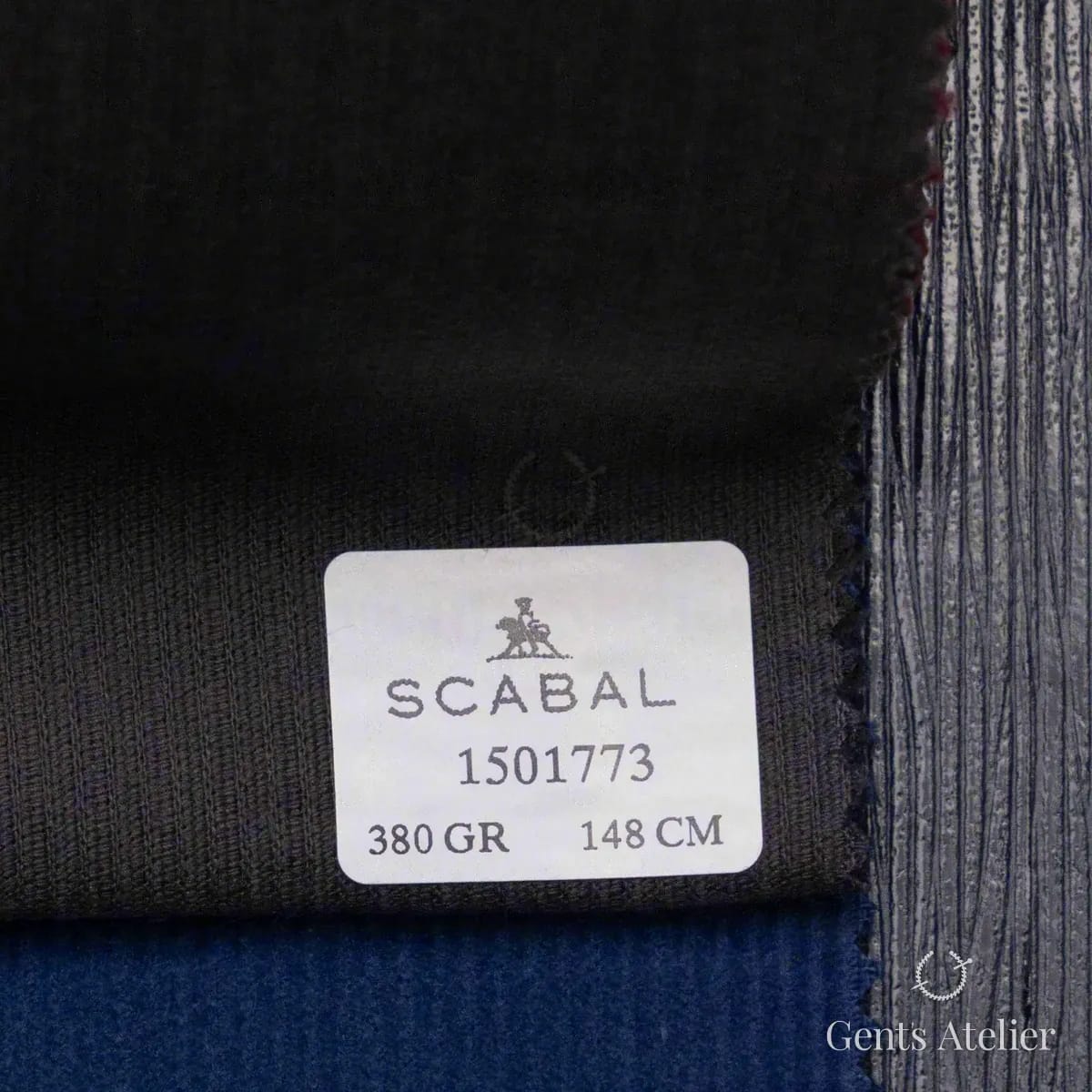 Образец ткани Scabal 1501773 с этикеткой, чёрный