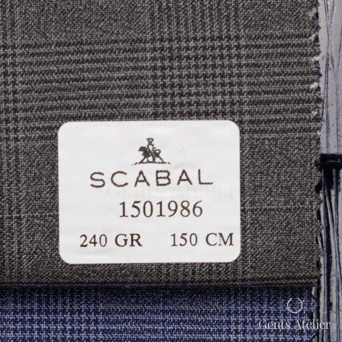 Образец ткани Scabal 1501986 с этикеткой, тёмно-серый (антрацит)