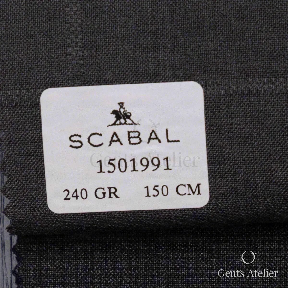 Образец ткани Scabal 1501991 с этикеткой, графитово-синий