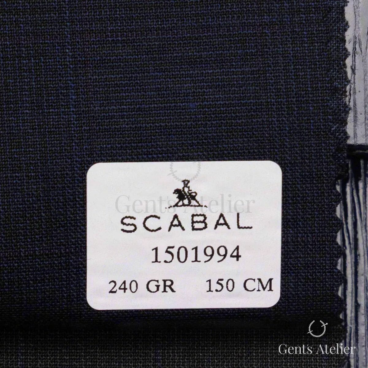 Образец ткани Scabal 1501994 с этикеткой, иссиня-чёрный
