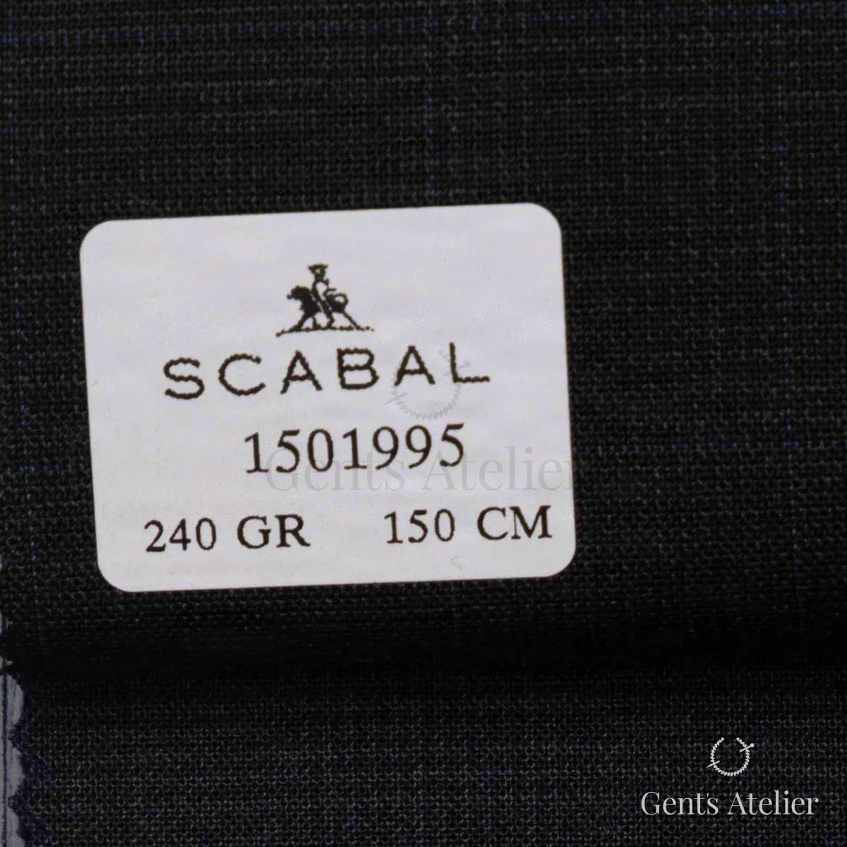 Образец ткани Scabal 1501995 с этикеткой, почти чёрный (нейтральный)