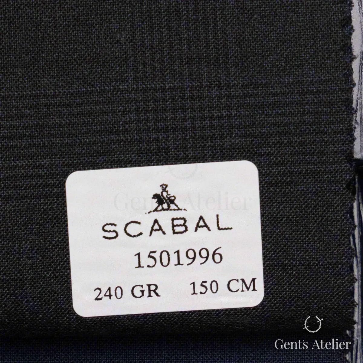 Образец ткани Scabal 1501996 с этикеткой, иссиня-чёрный