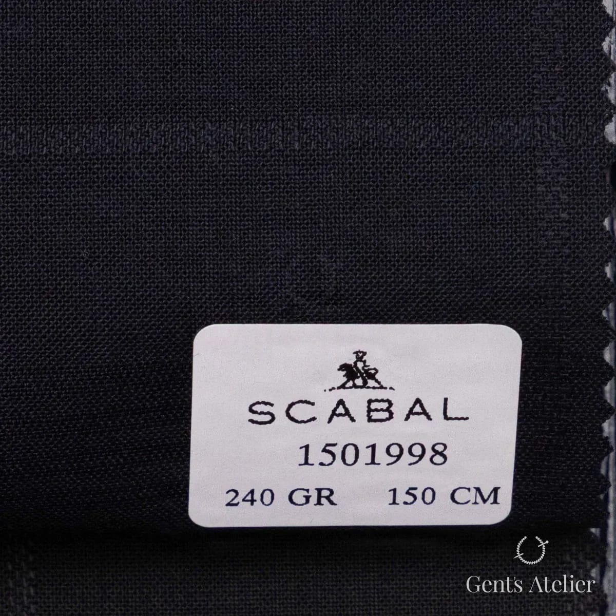 Образец ткани Scabal 1501998 с этикеткой, тёмно-синий
