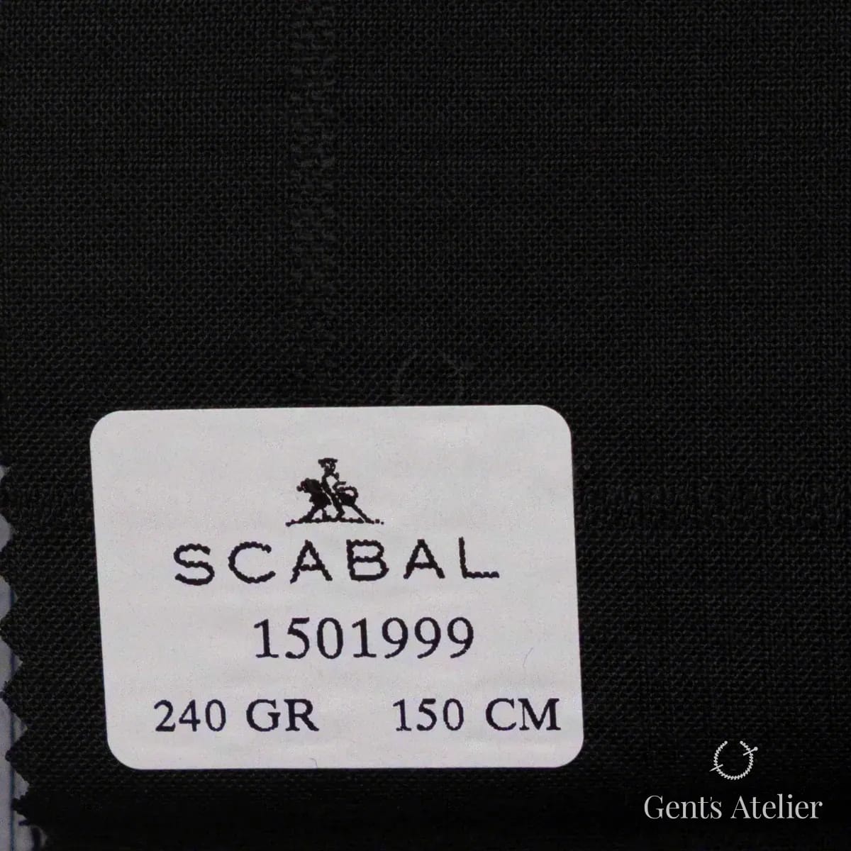 Образец ткани Scabal 1501999 с этикеткой, чёрно-антрацитовый