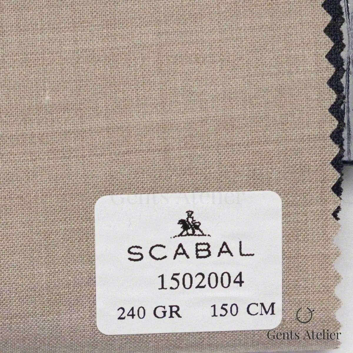 Образец ткани Scabal 1502004 с этикеткой, серо-бежевый (тауп)