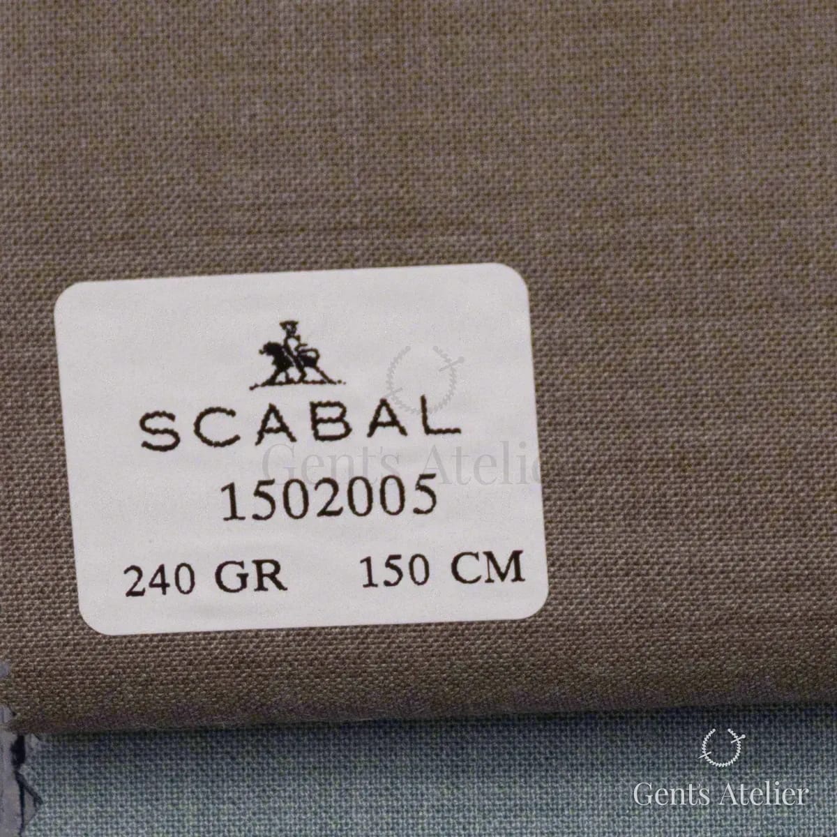 Образец ткани Scabal 1502005 с этикеткой, коричнево-бежевый (мокко)