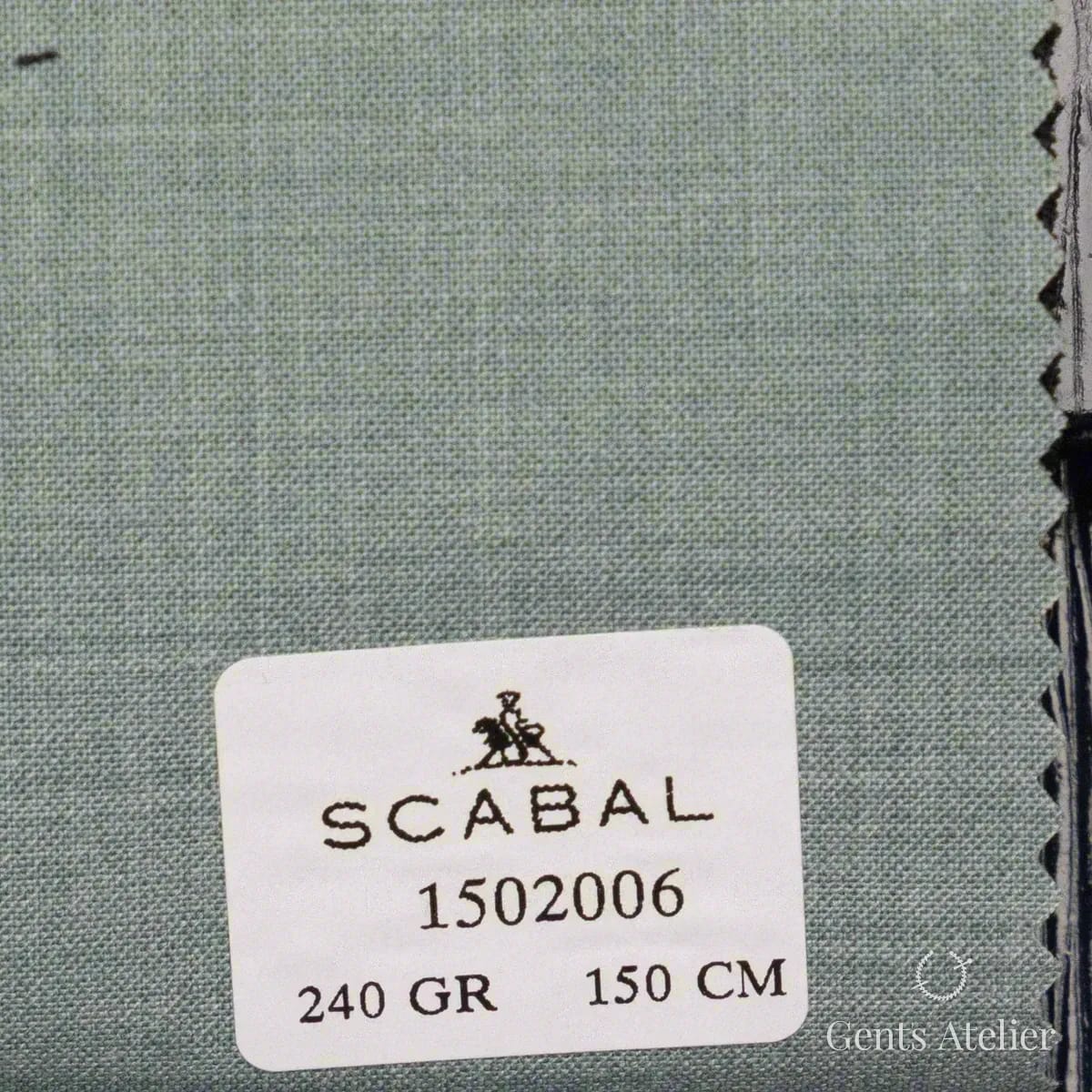 Образец ткани Scabal 1502006 с этикеткой, серо-стальной синий (пыльный синий)