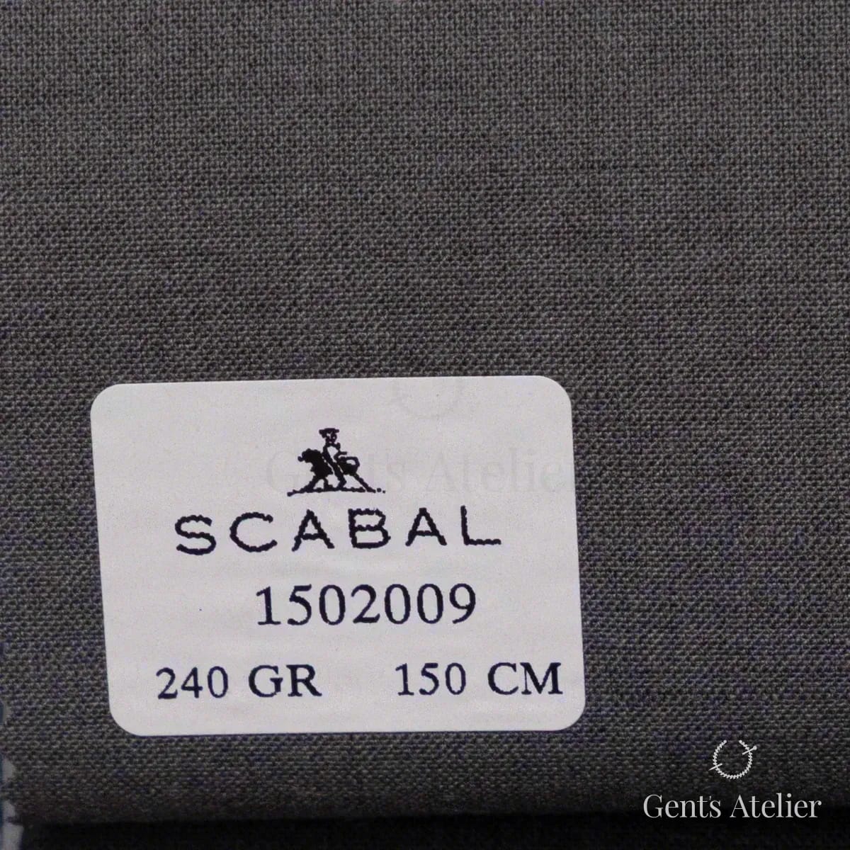 Образец ткани Scabal 1502009 с этикеткой, тёмно-серый меланж (с еле заметным фиолетовым отливом)
