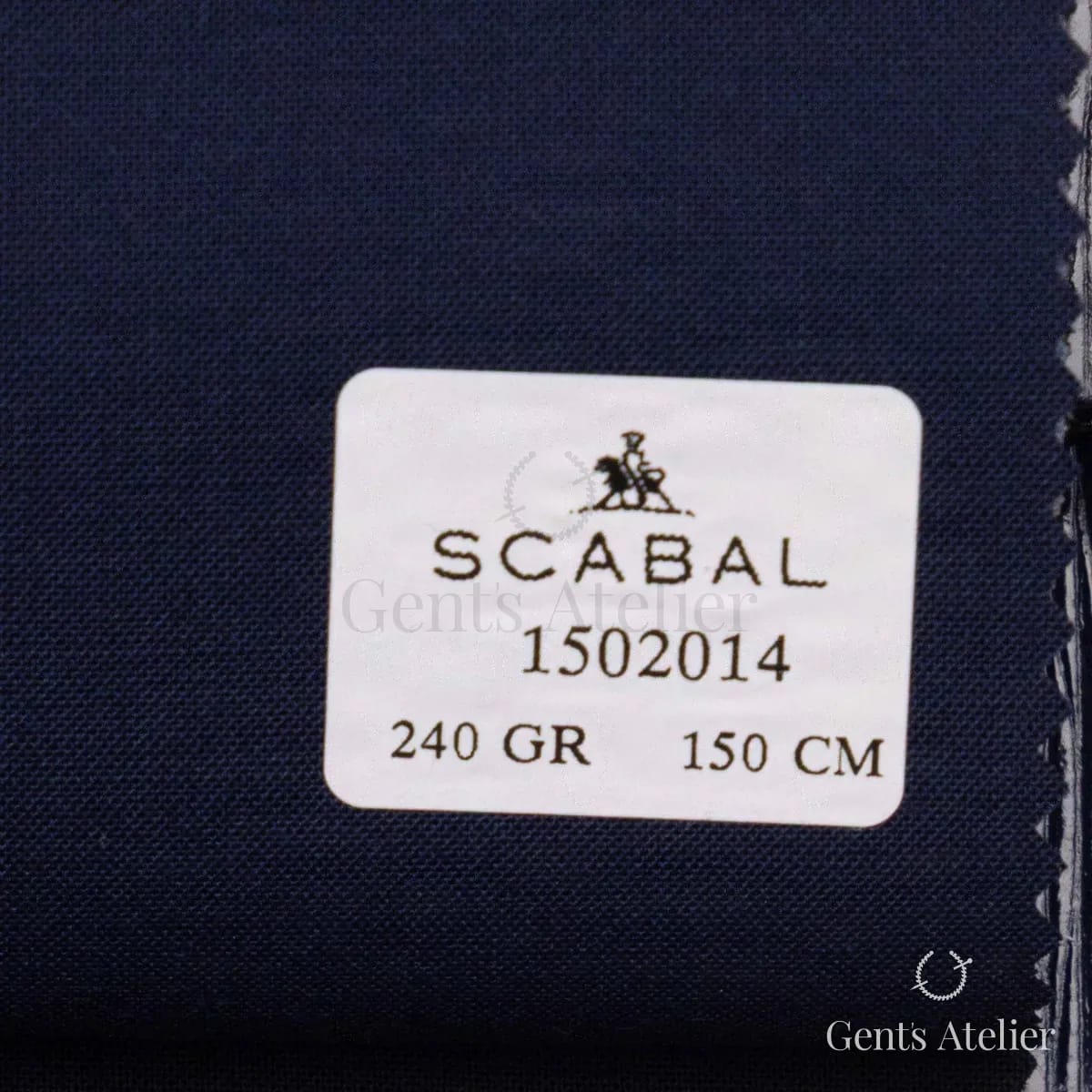 Образец ткани Scabal 1502014 с этикеткой, синий (нэйви)