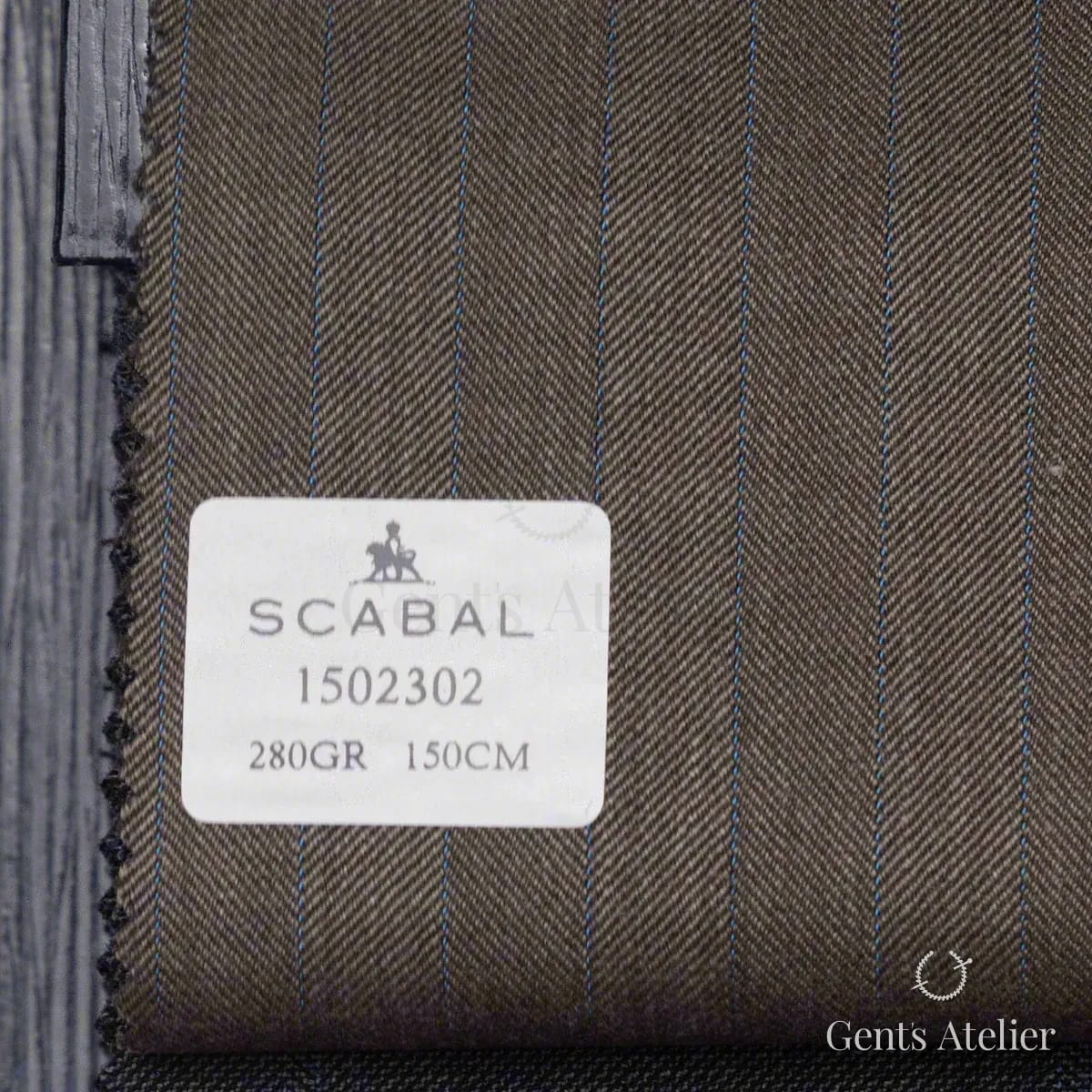 Образец ткани Scabal 1502302 с этикеткой, табачно-коричневый