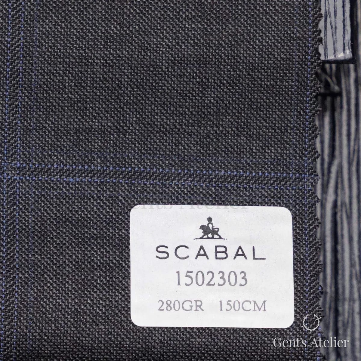 Образец ткани Scabal 1502303 с этикеткой, угольно-чёрный