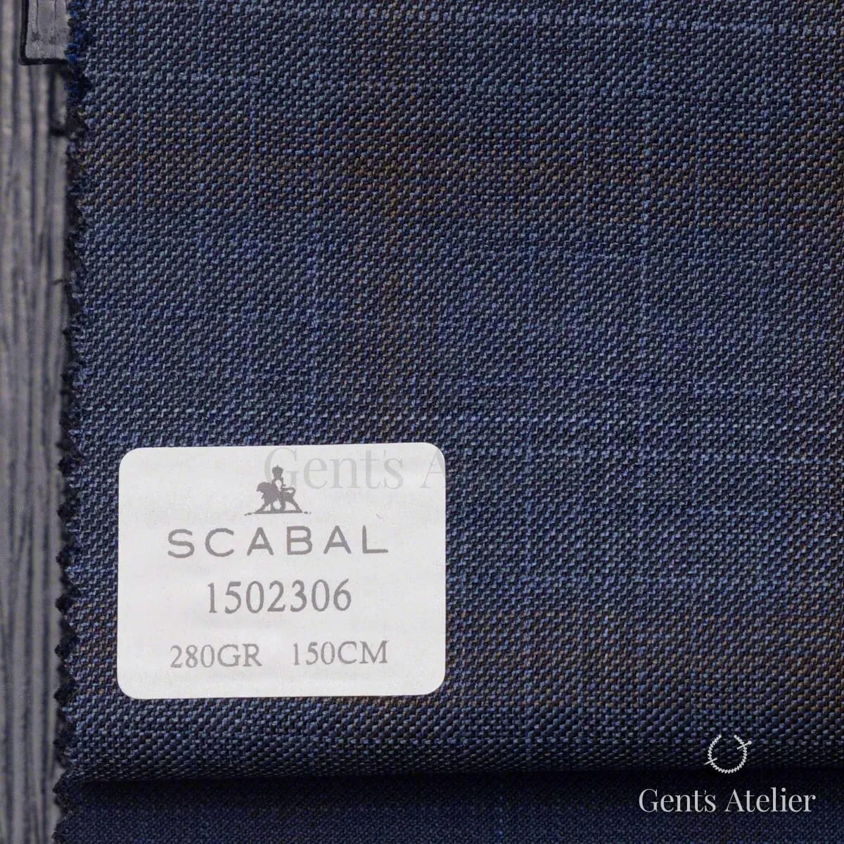 Образец ткани Scabal 1502306 с этикеткой, синий