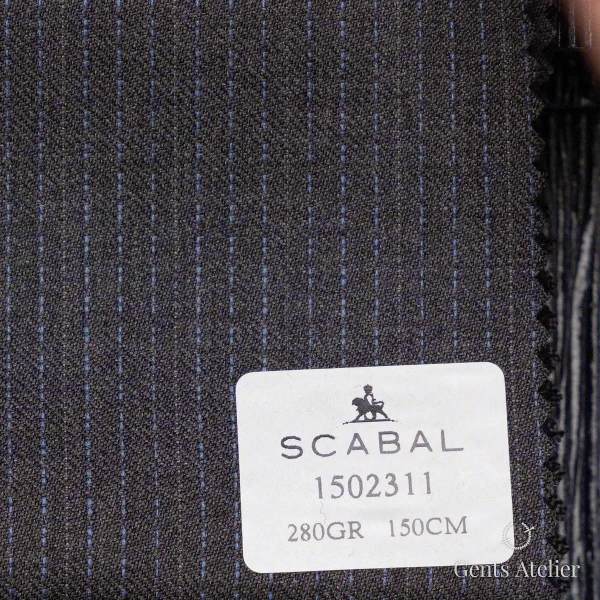 Образец ткани Scabal 1502311 с этикеткой, антрацит