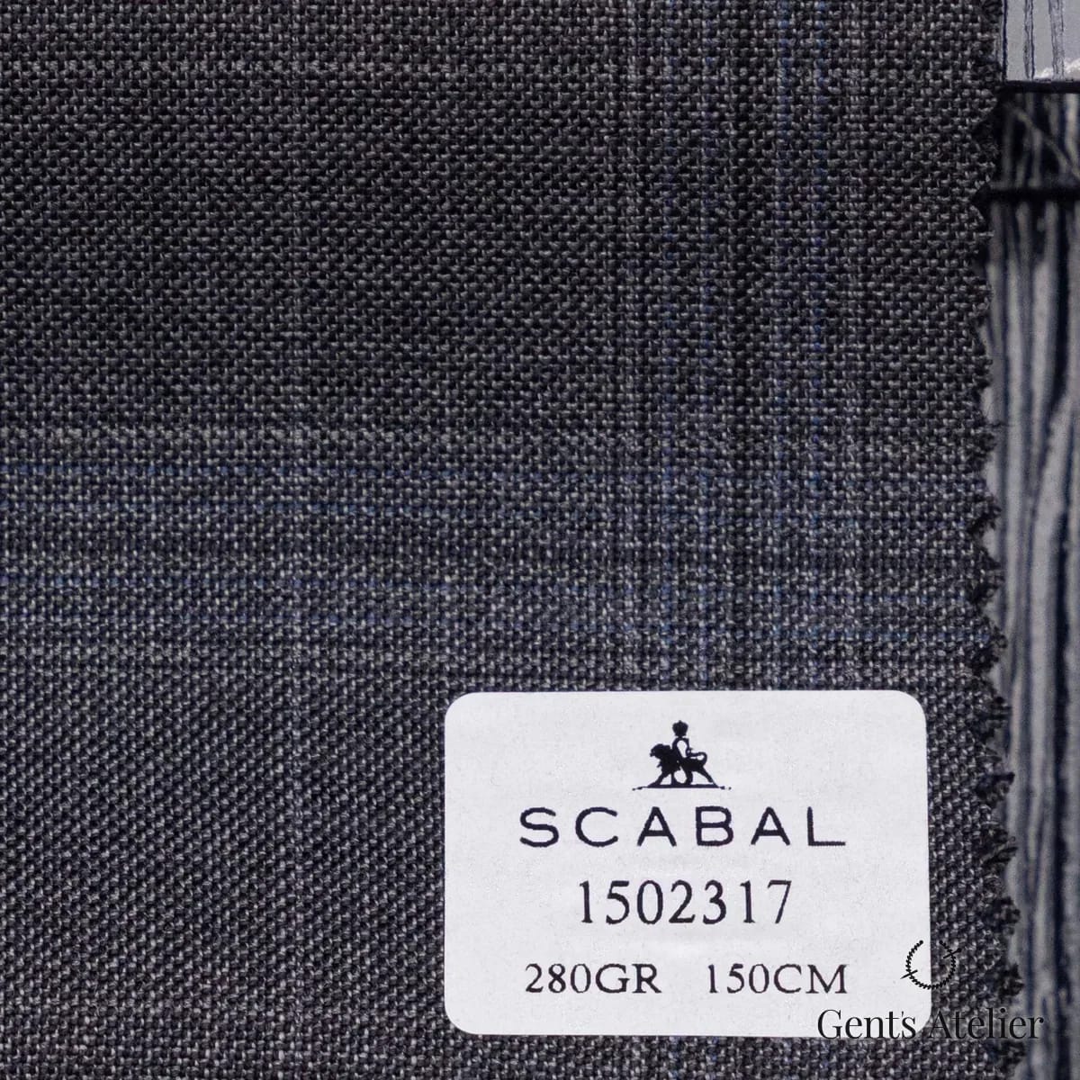 Образец ткани Scabal 1502317 с этикеткой, серый