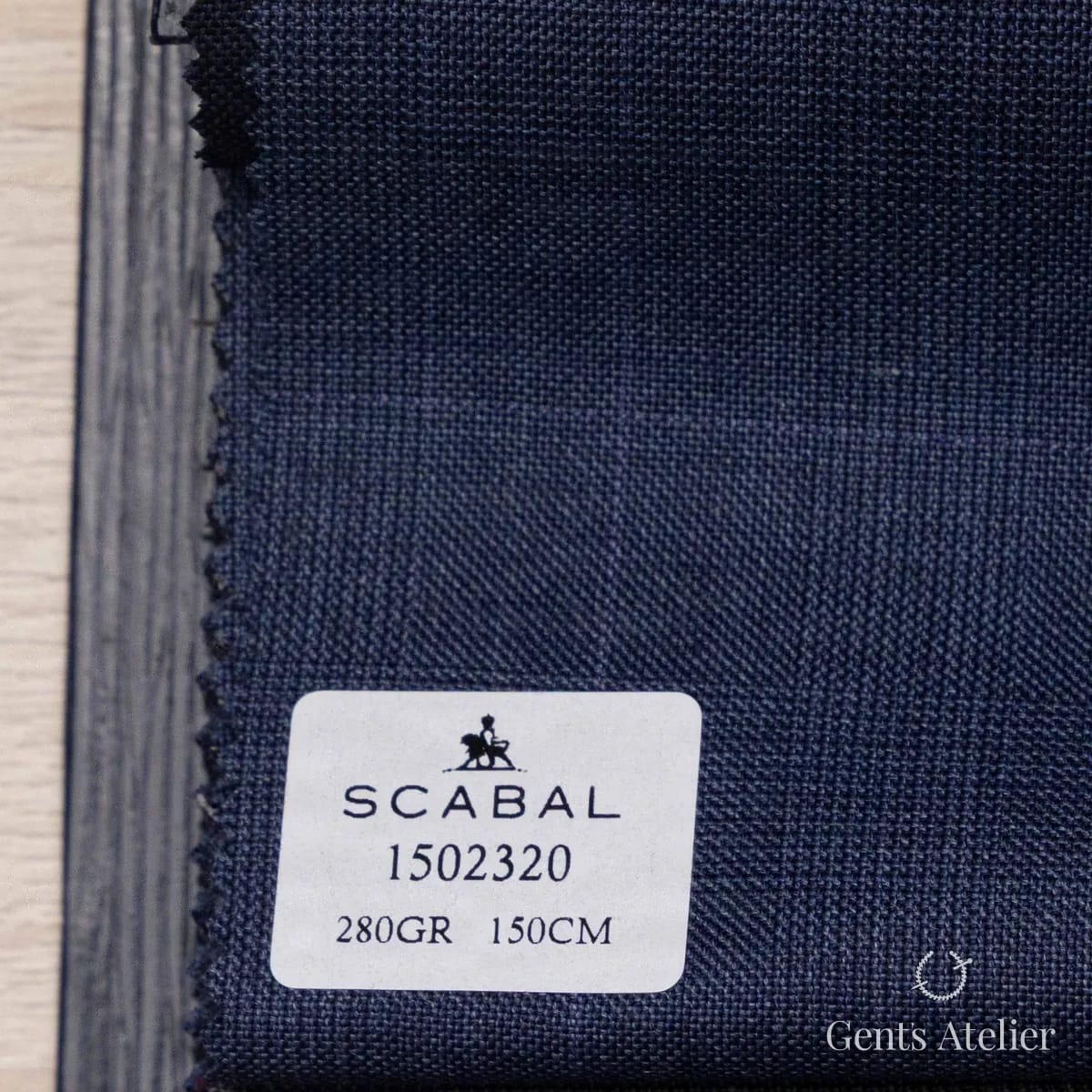 Образец ткани Scabal 1502320 с этикеткой, синий