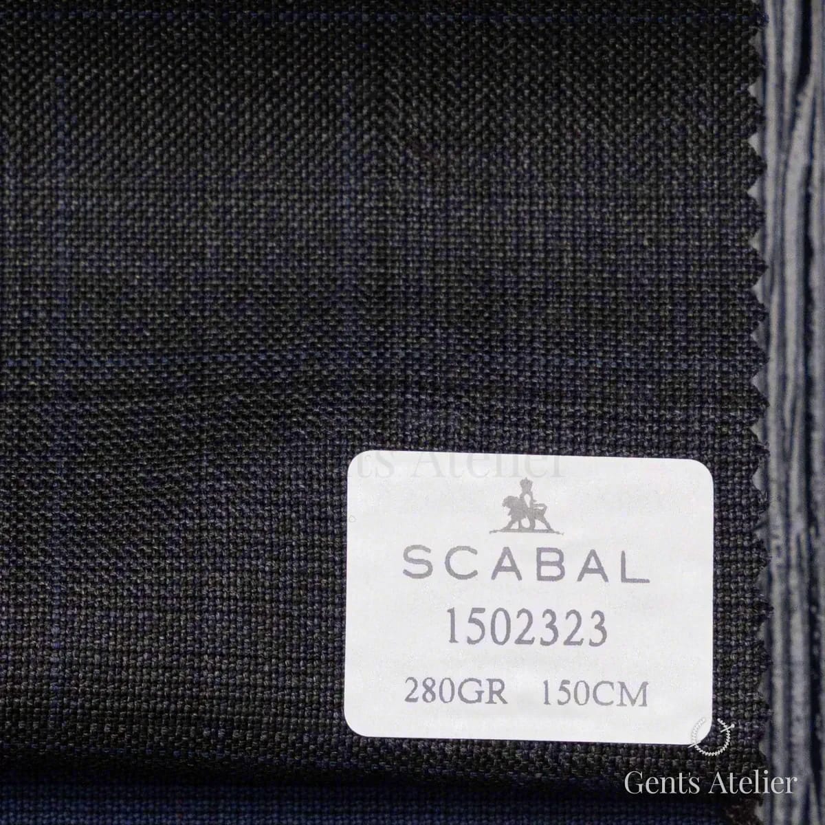 Образец ткани Scabal 1502323 с этикеткой, тёмно-серый