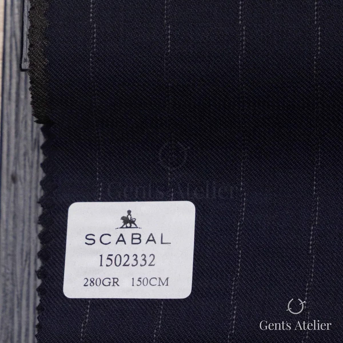 Образец ткани Scabal 1502332 с этикеткой, синий
