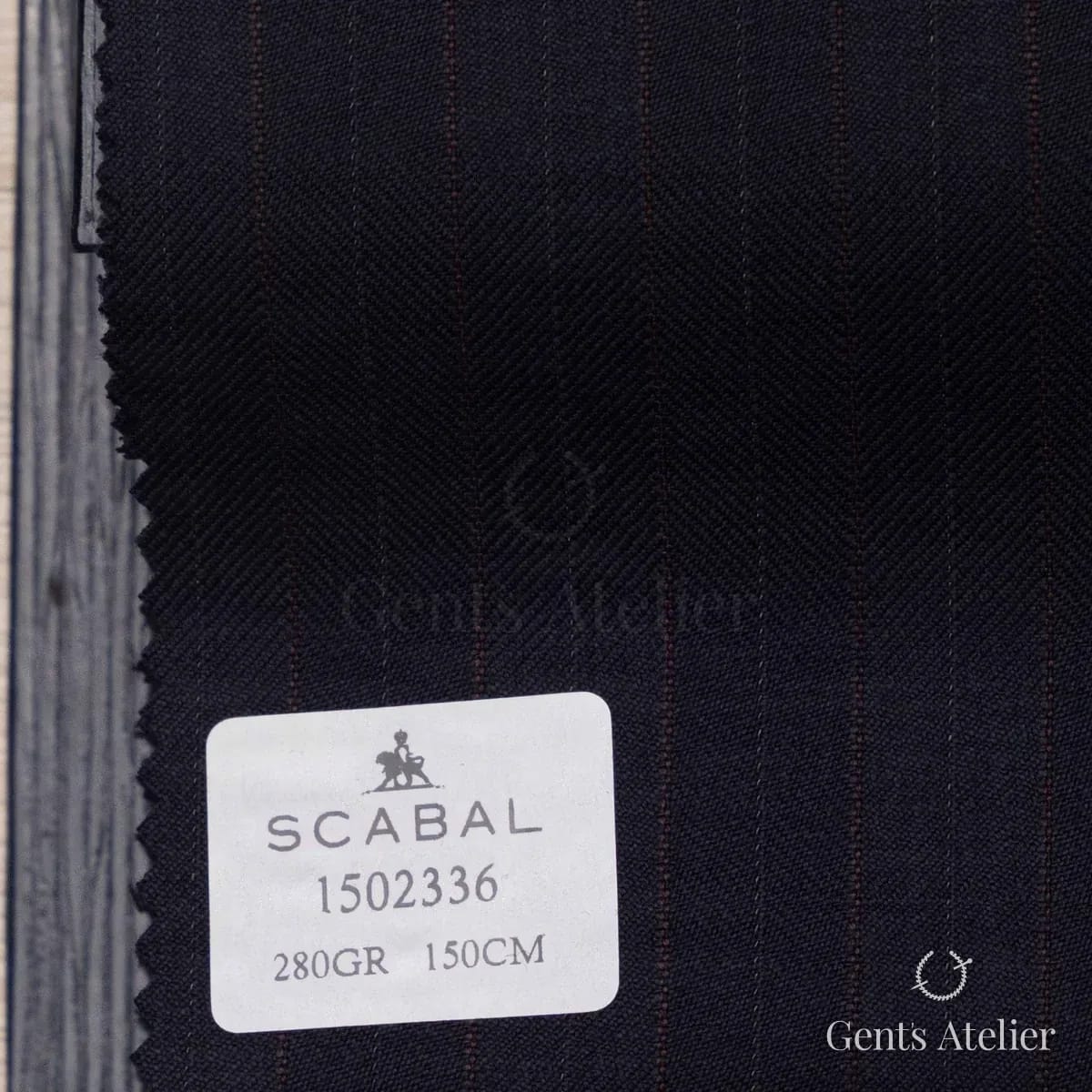 Образец ткани Scabal 1502336 с этикеткой, синий
