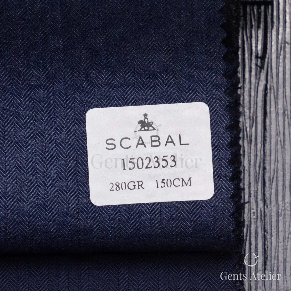 Образец ткани Scabal 1502353 с этикеткой, синий