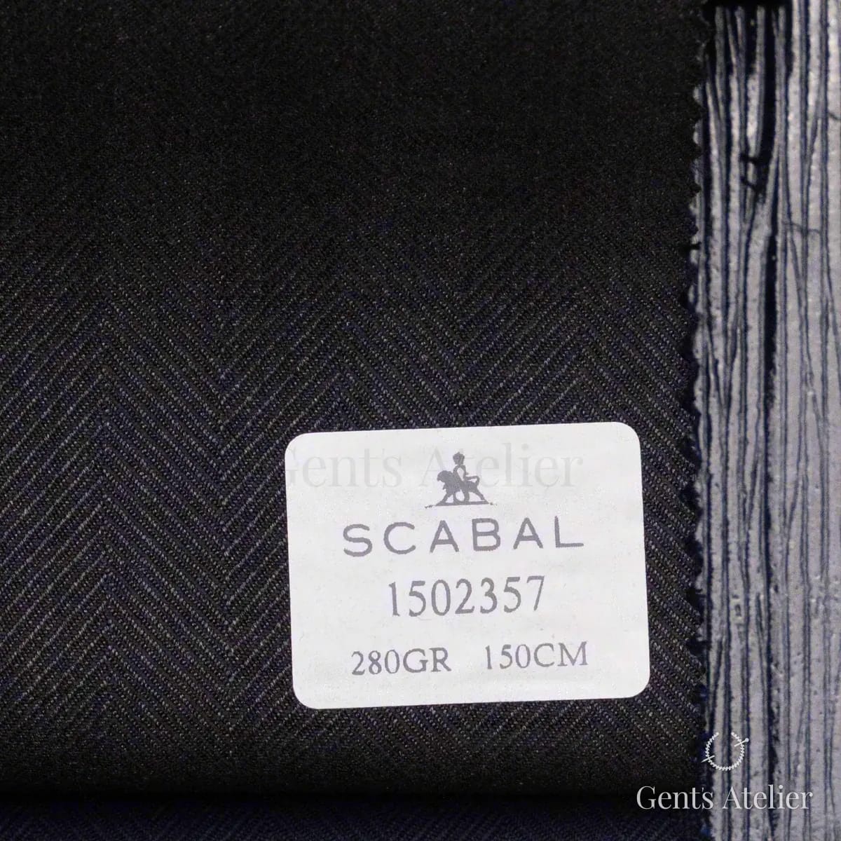 Образец ткани Scabal 1502357 с этикеткой, тёмно-серо-коричневый