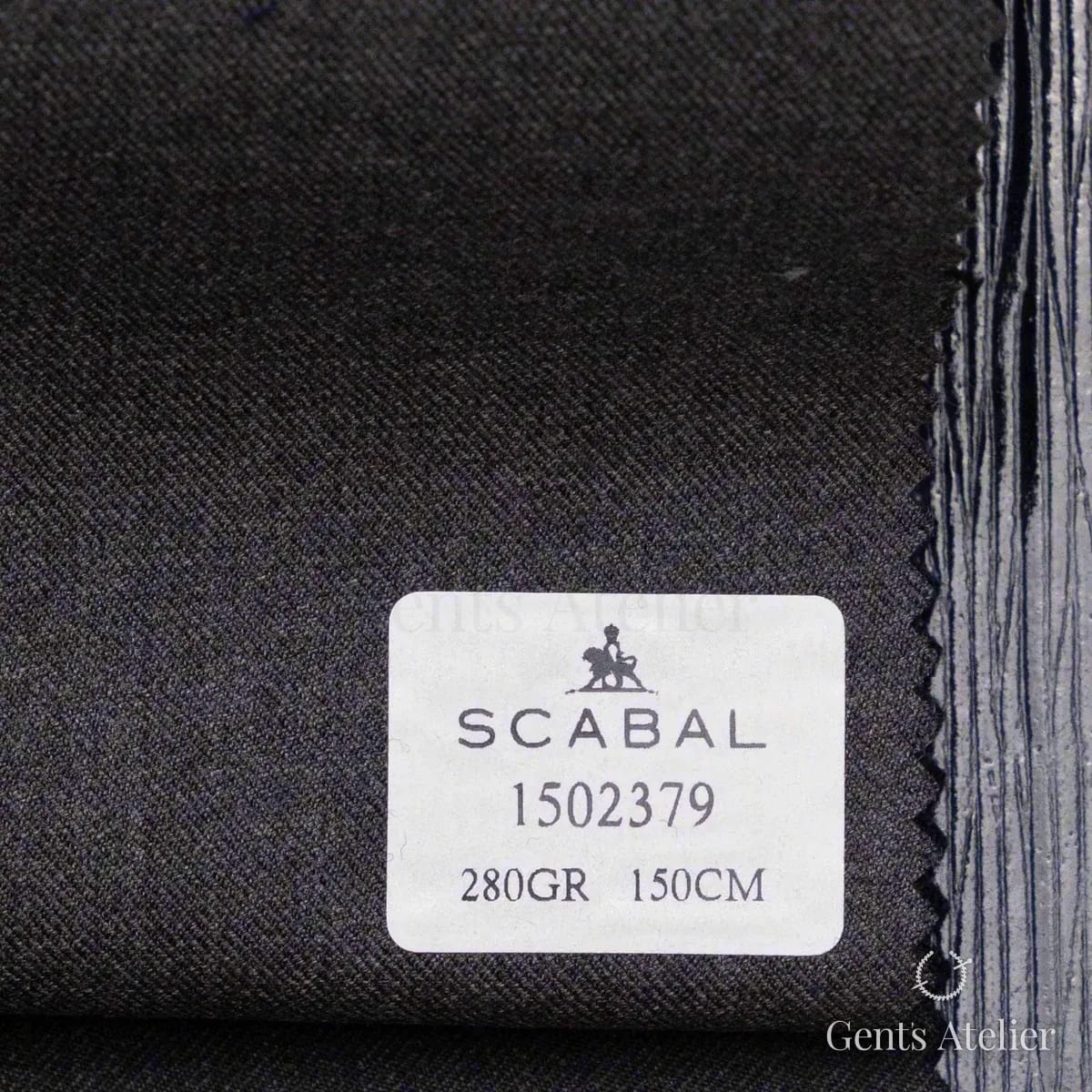Образец ткани Scabal 1502379 с этикеткой, чёрно-коричневый