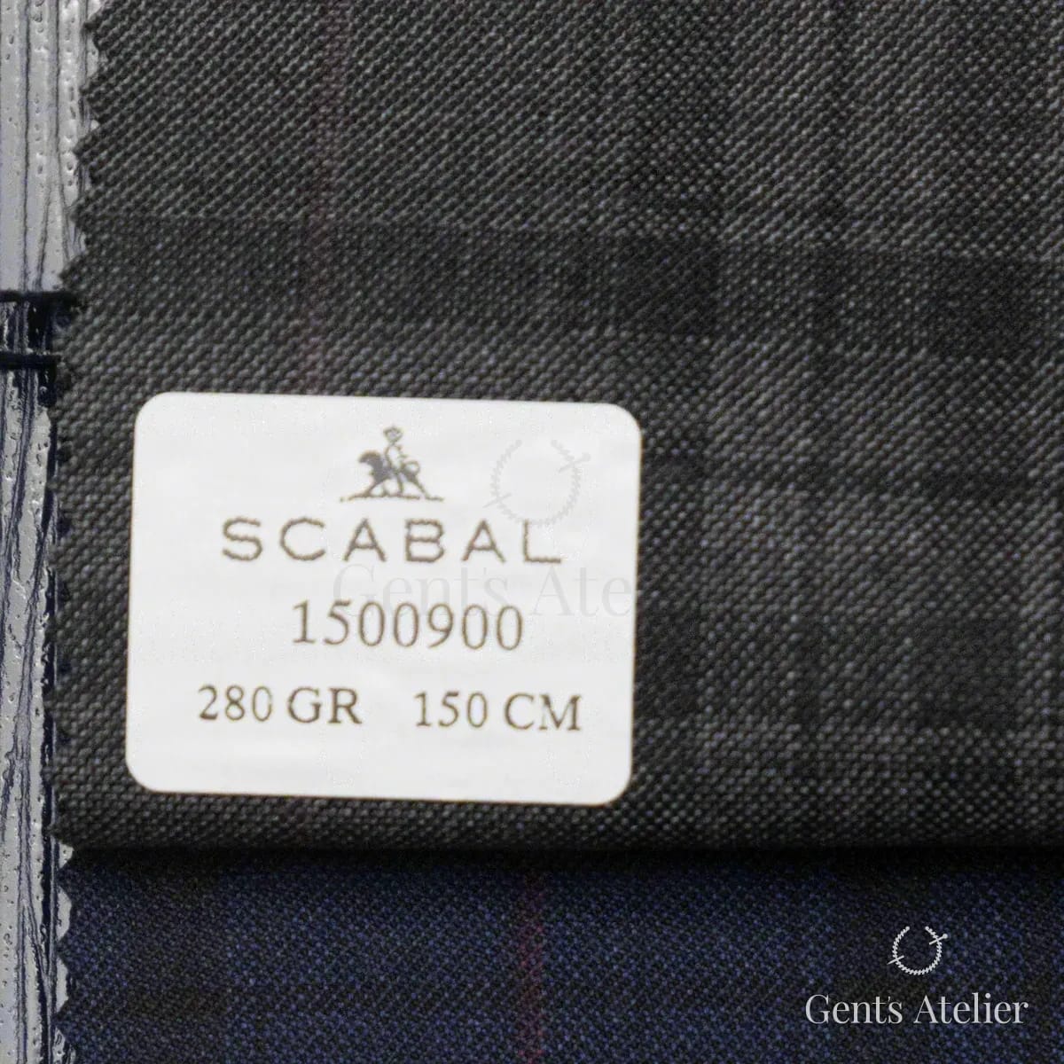 Образец ткани Scabal 1500900 с этикеткой, тёмно-серый антрацит