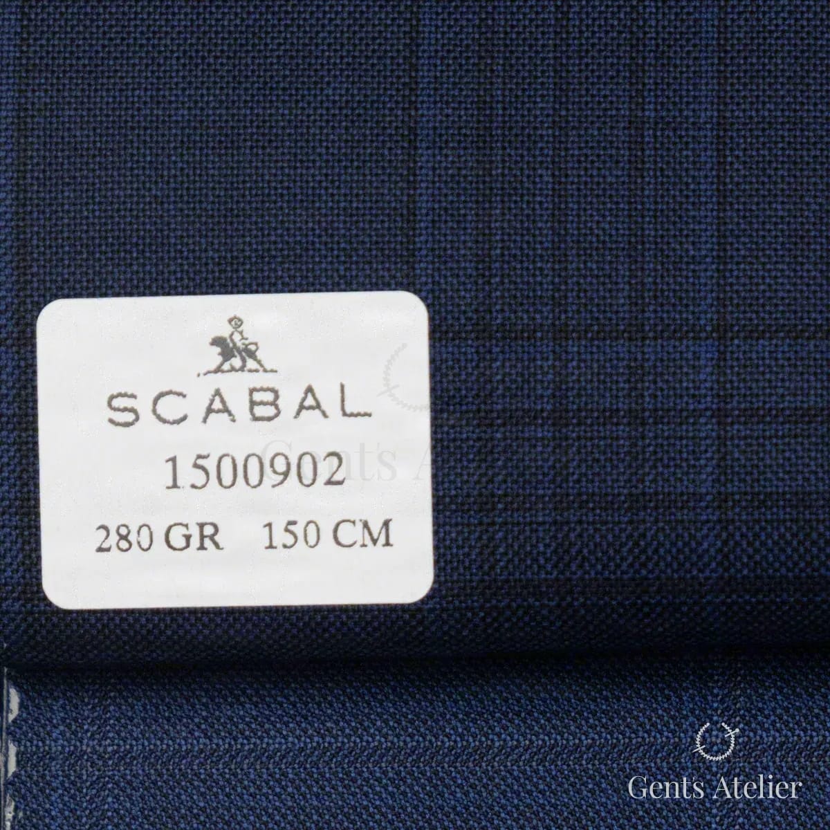 Образец ткани Scabal 1500902 с этикеткой, синий