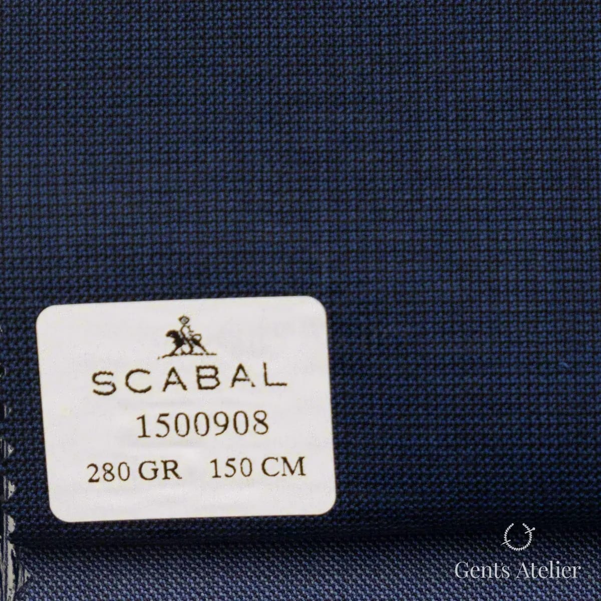 Образец ткани Scabal 1500908 с этикеткой, тёмно-синий, почти чёрный